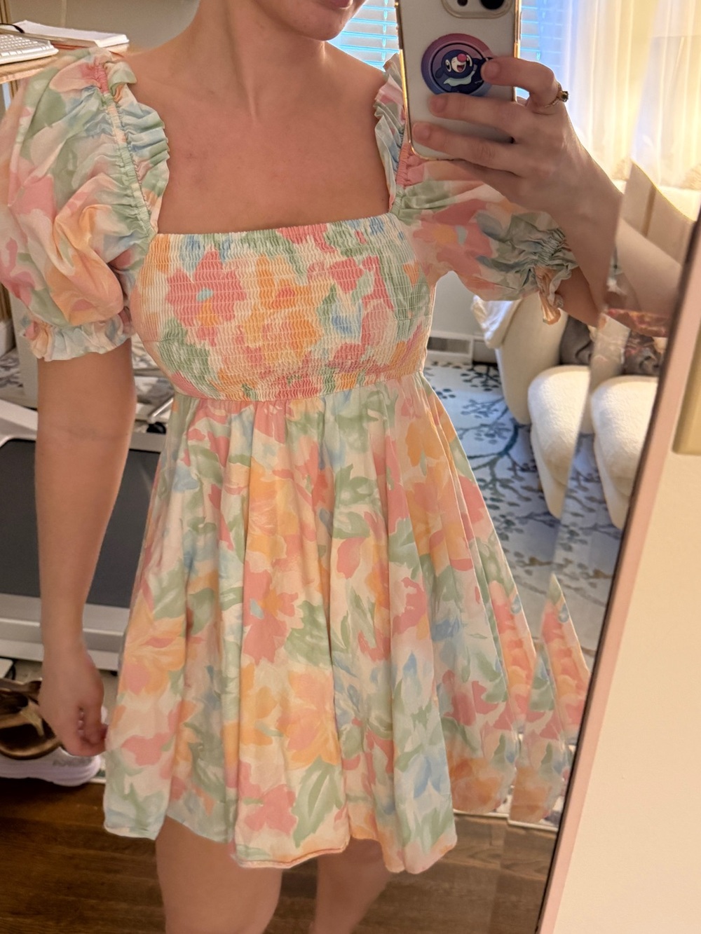 Selkie Pastel Floral Smocked Mini Dress